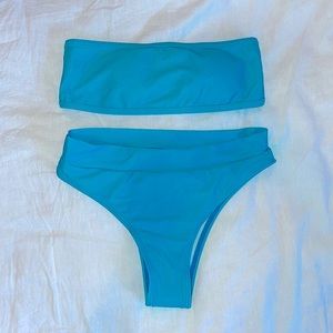 Aurelle 2pc Turquoise Strapless Bikini